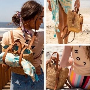 XIX Palms Insulated Picnic Backpack/ Cooler Straw Jute Woven Bag